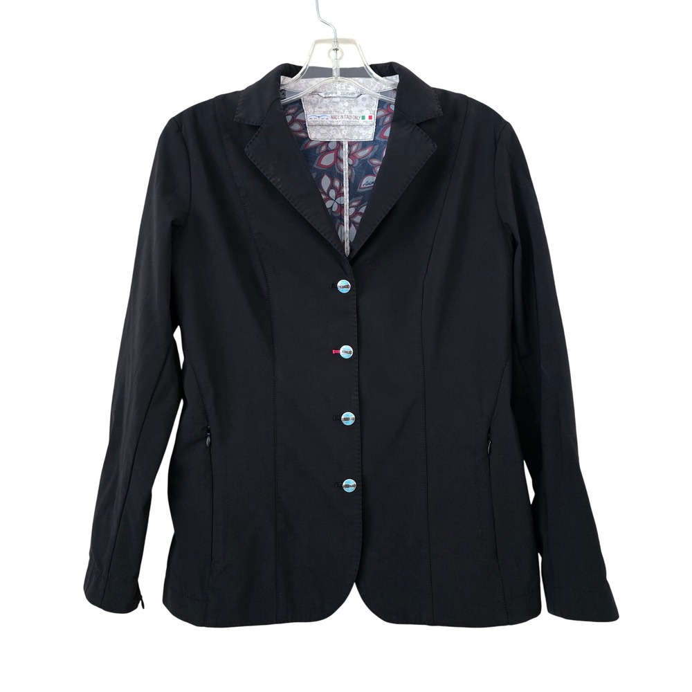 Animo Italia Equestrian Show Coat Black Competition Jacket Made in Italy Size 44